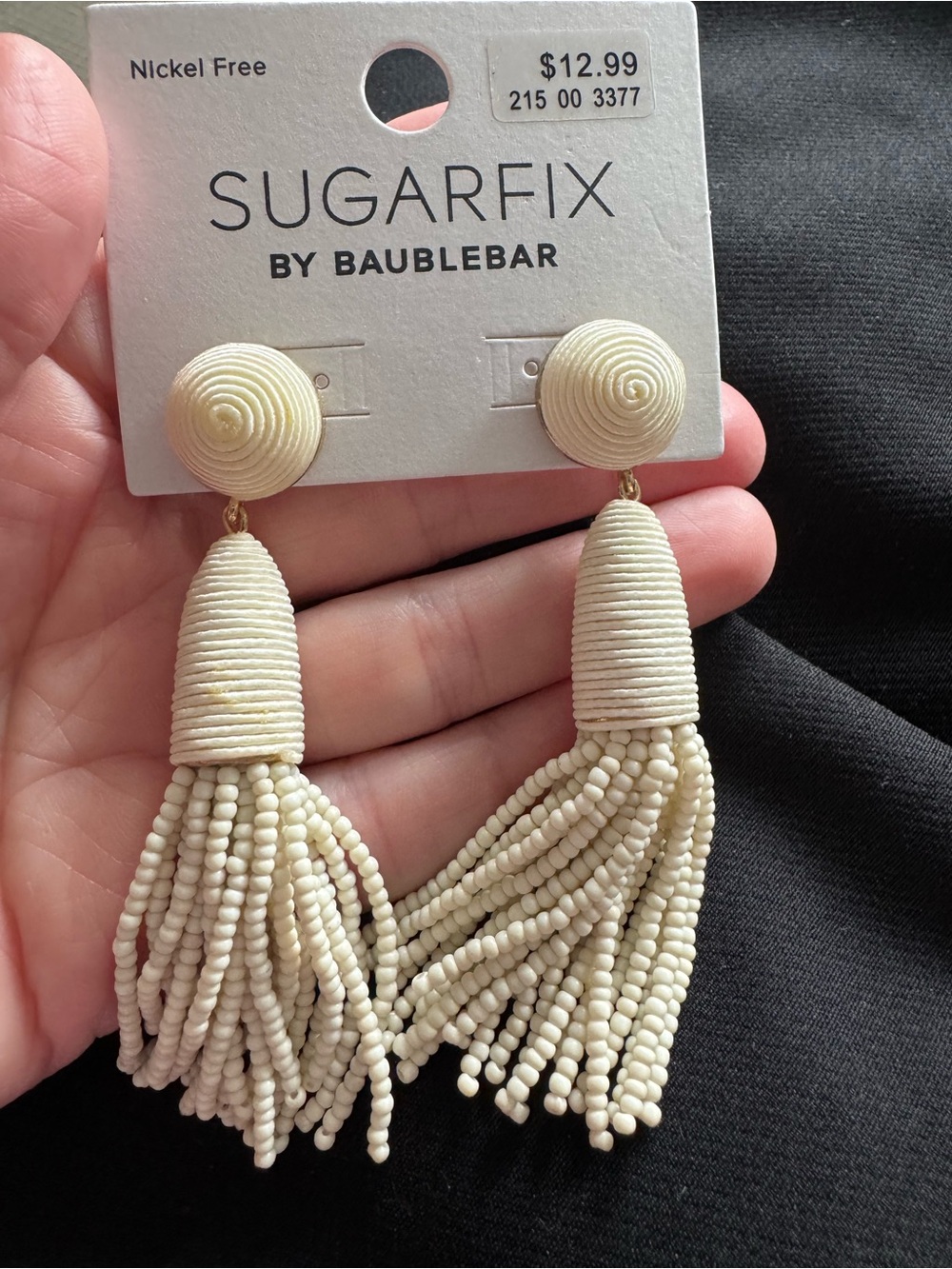 NWT Cream Tassel Drop Earrings - Picture 2 of 4